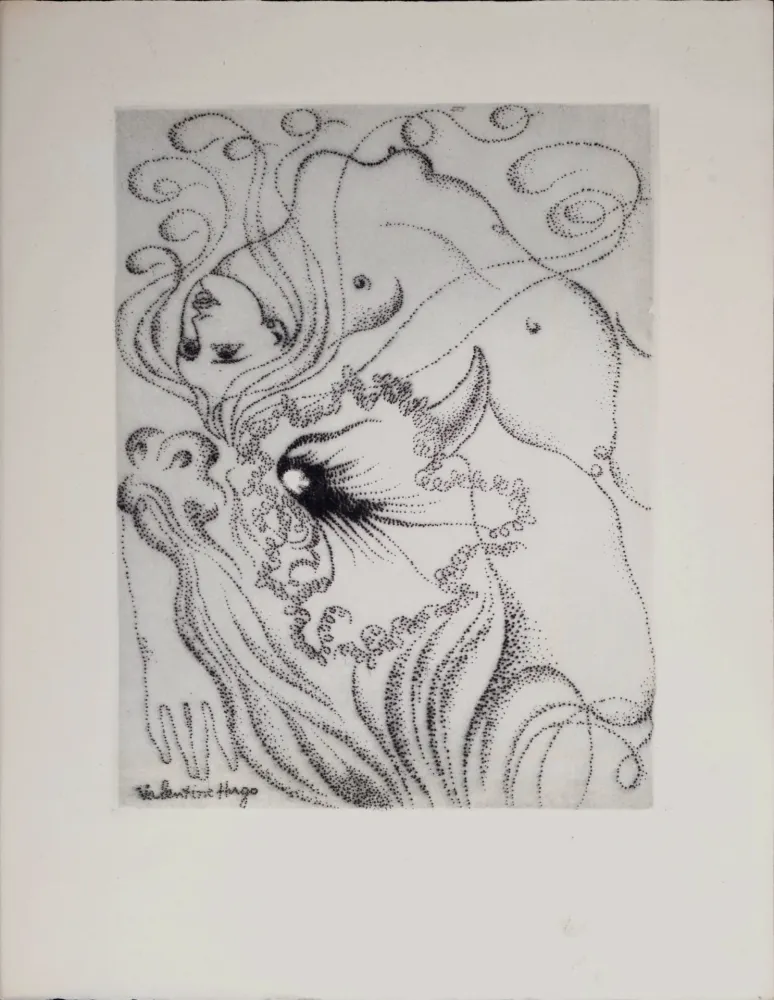 エッチング Hugo - Nu au Taureau, 1946