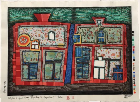 木版 Hundertwasser - 2 to 13 Windows Afloat