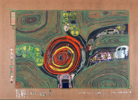 リトグラフ Hundertwasser - Crusade of the crossroaders, Plate 10, 1970-72