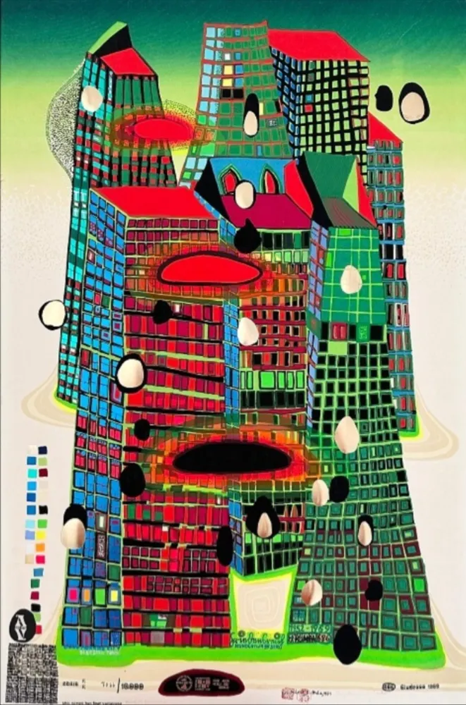 シルクスクリーン Hundertwasser - Good Morning City