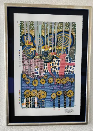 シルクスクリーン Hundertwasser - I Fori segretti del Rei, Die geheimen Blumen des Königs