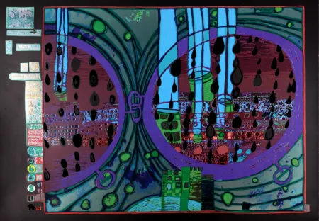 リトグラフ Hundertwasser - Rainy day from the rain day, Plate 5, 1970-72