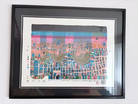 シルクスクリーン Hundertwasser - Town in Town, Stadt in der Stadt