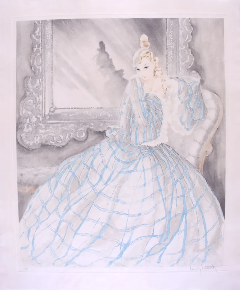 エッチング Icart - Girl in Crinoline - Miroir de Venise
