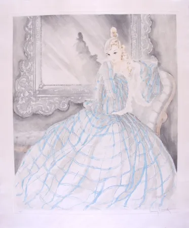 エッチング Icart - Girl in Crinoline - Miroir de Venise