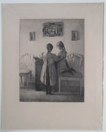 彫版 Ilsted - Interior with two little Girls