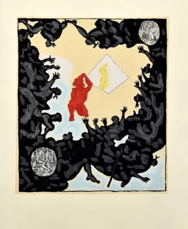 多数の Immendorff - Ohne Titel / AT-Spiegelgrafik