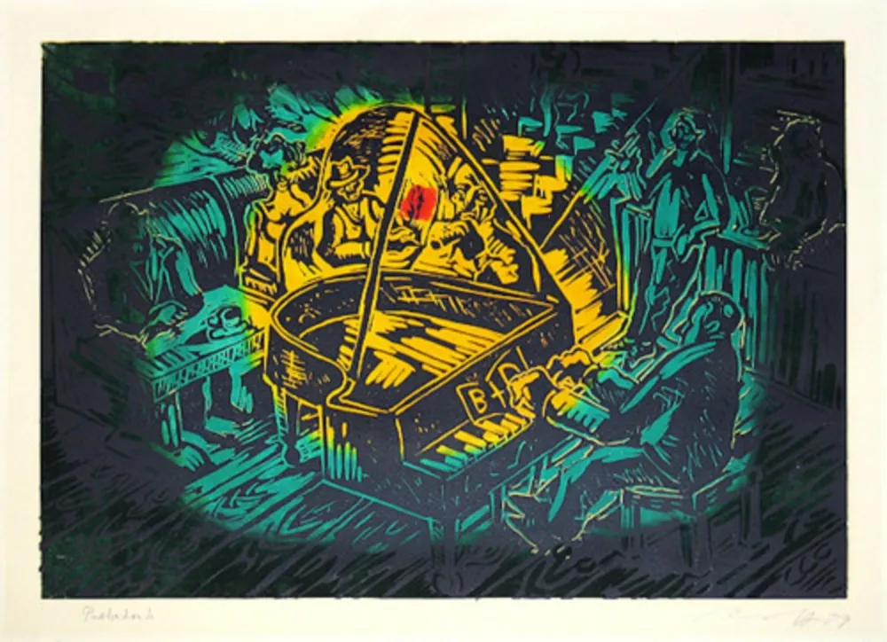 リノリウム彫版 Immendorff - Ständchen für B und D