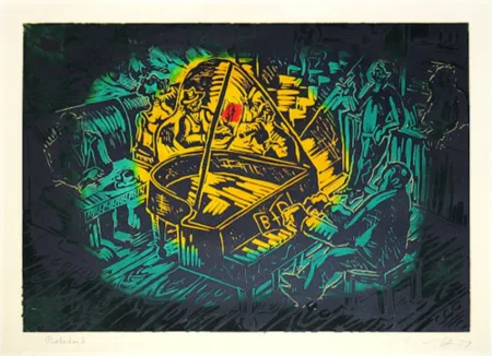 リノリウム彫版 Immendorff - Ständchen für B und D