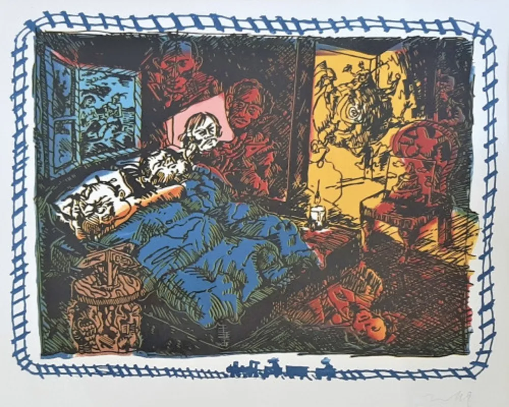 リノリウム彫版 Immendorff - Surrealistisches Tribunal