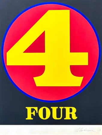 シルクスクリーン Indiana - Robert Indiana (1928–2018) - Four, from numbers - Screenprint in colors on Schoellers Parole paper - 1968