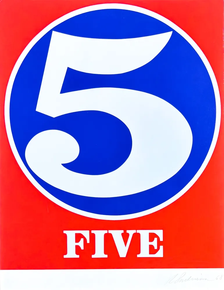 彫版 Indiana - Robert Indiana(1928–2018) - Five, from numbers - Screenprint in colors - 1968