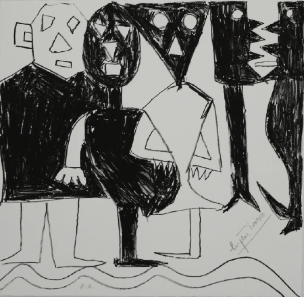 リトグラフ Ionesco - A bord de la nef