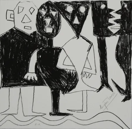 リトグラフ Ionesco - A bord de la nef