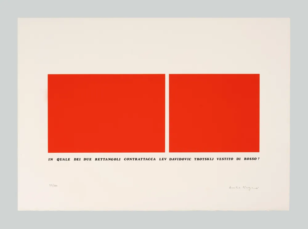 シルクスクリーン Isgro - In quale dei due rettangoli contrattacca Led Dadidovic Trotskji vestito di rosso?