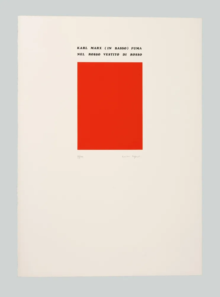 シルクスクリーン Isgro - Karl Marx (in basso) fuma nel rosso vestito di rosso