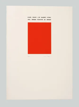 シルクスクリーン Isgro - Karl Marx (in basso) fuma nel rosso vestito di rosso