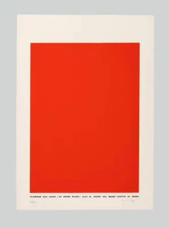 シルクスクリーン Isgro - Vladimir Ilic Lenin (in primo piano) alza il pugno nel rosso vestito di rosso