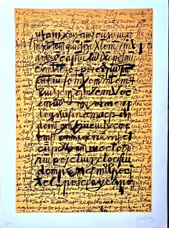 リトグラフ Isou -  Lettrist composition, Handsigned amd Dated  Lithograph,  1989