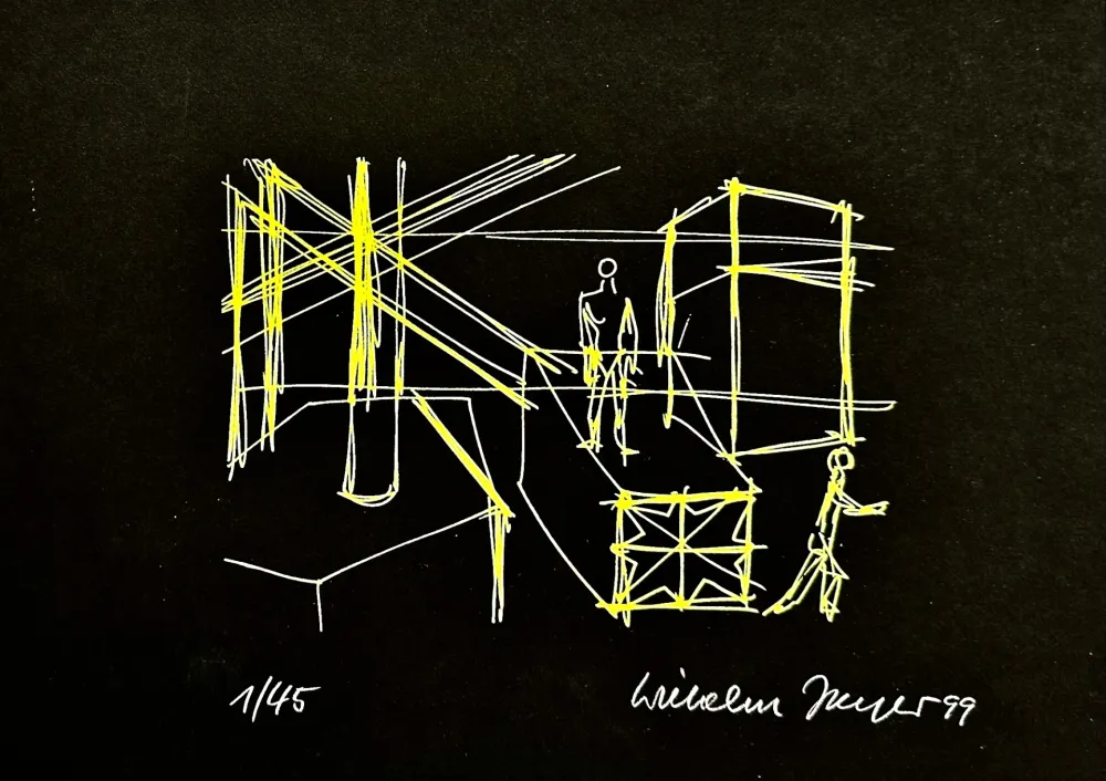シルクスクリーン Jaeger - Begegnungen Gelb