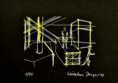 シルクスクリーン Jaeger - Begegnungen Gelb