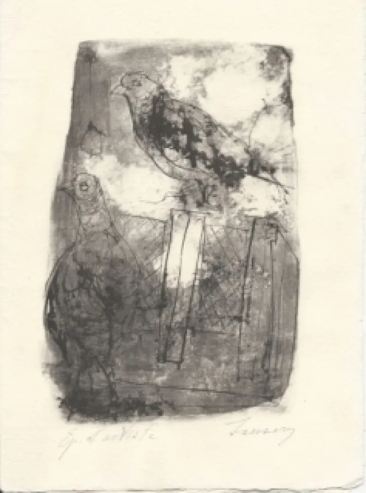 リトグラフ Jansem - Pigeons