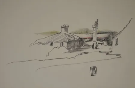 技術的なありません Janssen - (Nordische Landschaft mit Gebäuden, Turm und zwei Personen)