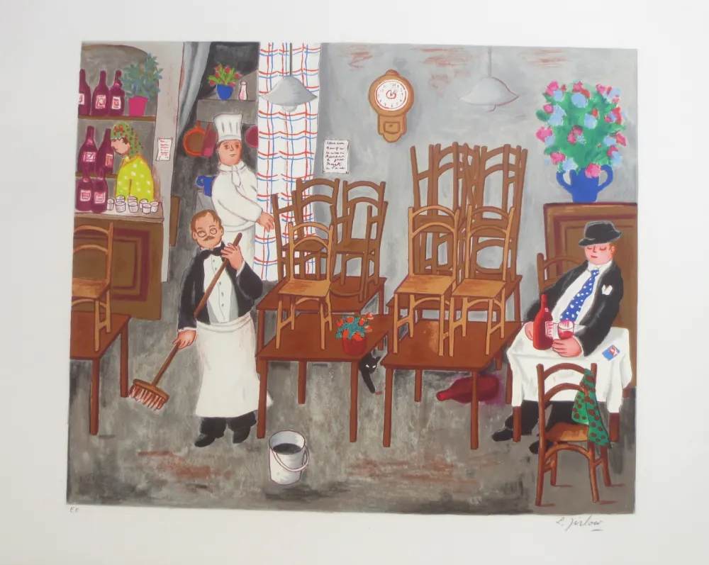 リトグラフ Jirlow - Promenade culinaire a PARIS