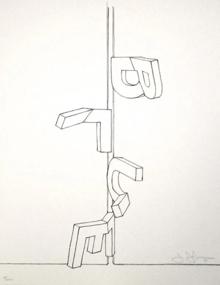 リトグラフ Johns - Bent blue