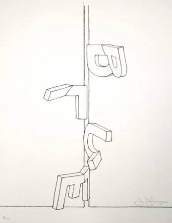 リトグラフ Johns - Bent blue