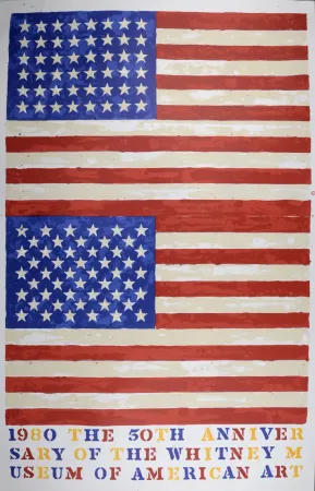 リトグラフ Johns - Double Flags, The 50th Anniversary of the Whitney Museum of American Art, 1979-1980