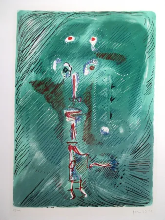 リトグラフ Jorn - Dieu chantant de la bouteille