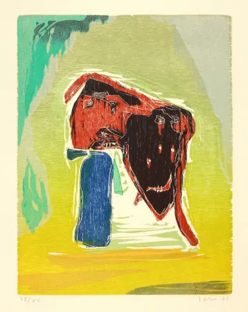 木版 Jorn - Rideau convolant