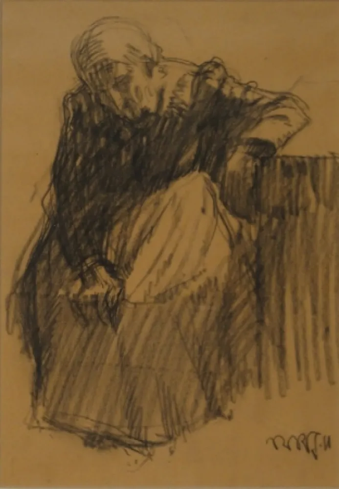 モノタイプ Junghanns - Sitzende alte Frau