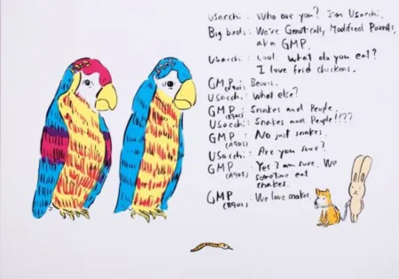 リトグラフ Kaga - 2 Genetically modified parrots