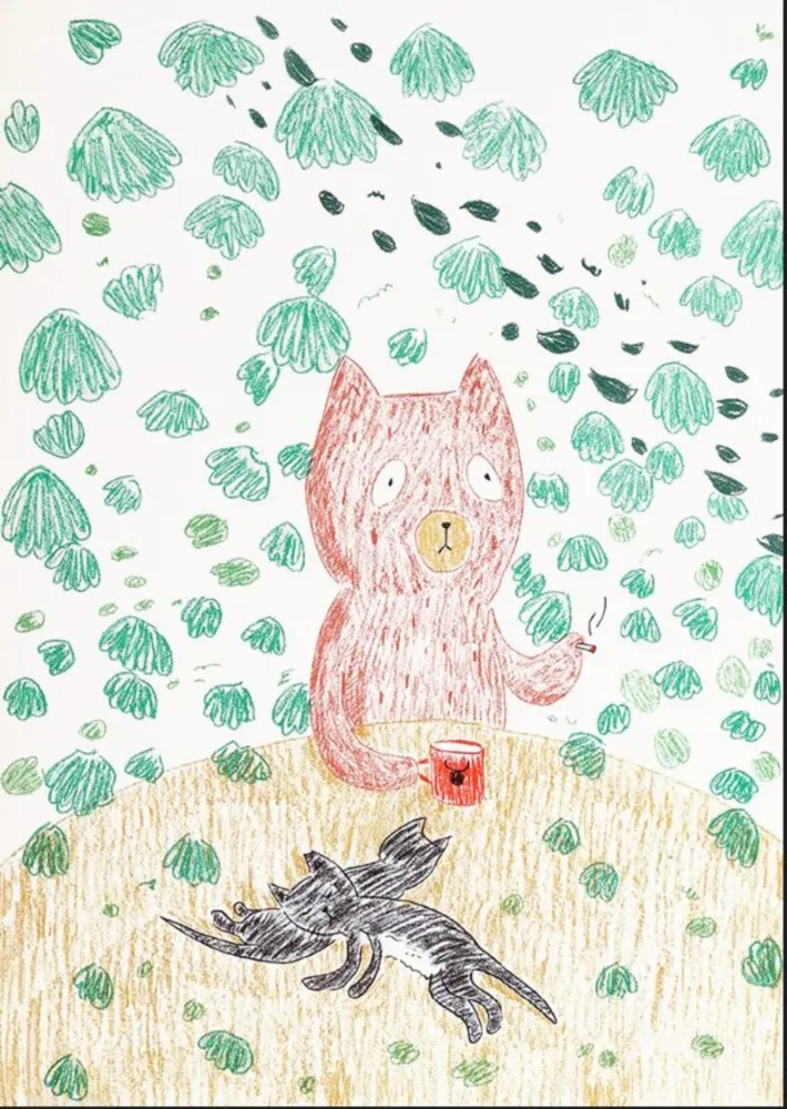 リトグラフ Kaga - Kumacchi in green 1