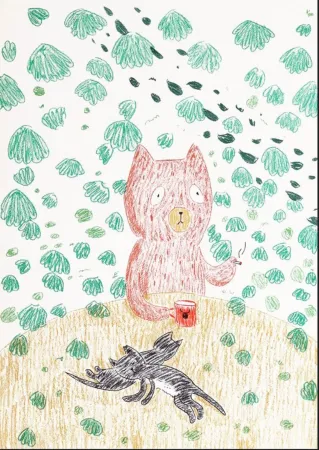 リトグラフ Kaga - Kumacchi in green 1