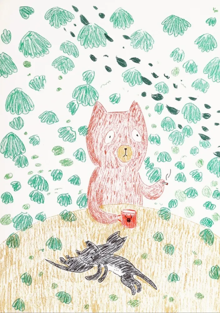 リトグラフ Kaga - Kumacchi in green 1