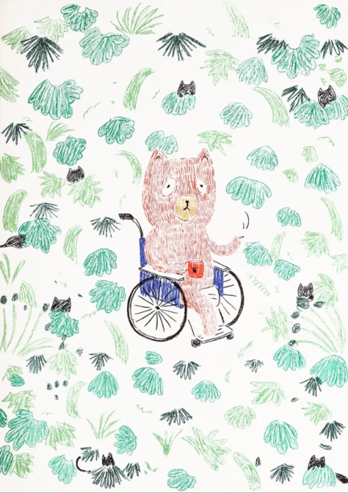 リトグラフ Kaga - Kumacchi in green 2