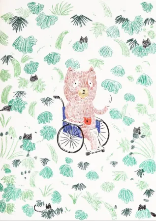 リトグラフ Kaga - Kumacchi in green 2