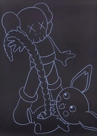 シルクスクリーン Kaws - Companion vs. Pikachu