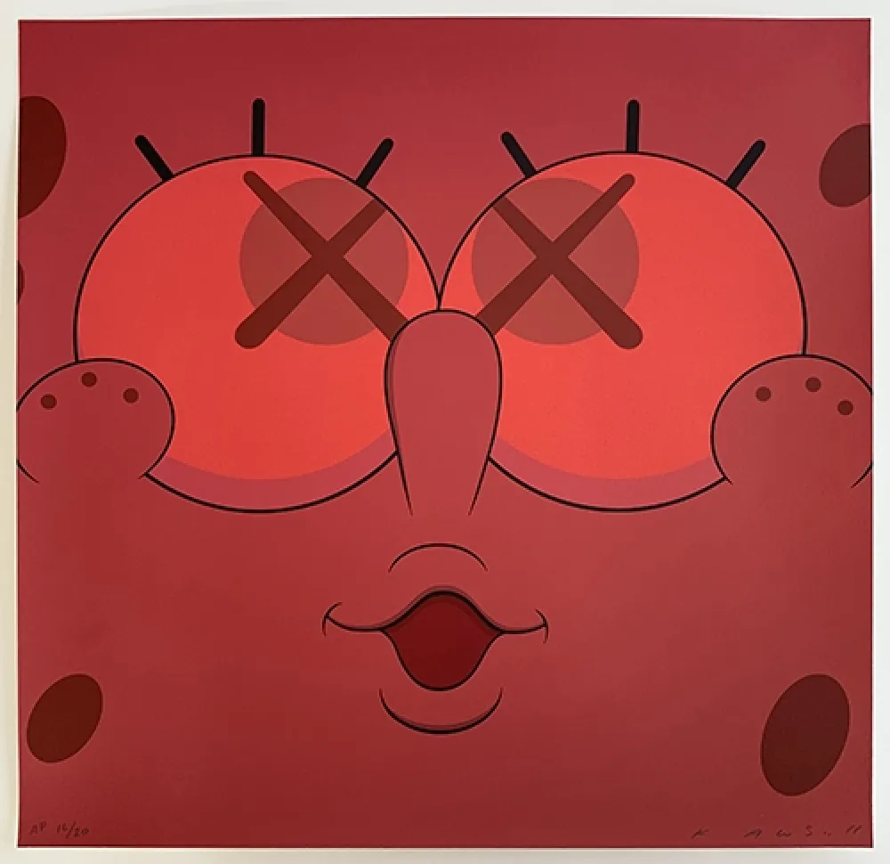 シルクスクリーン Kaws - Kawsbob Red