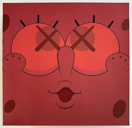 シルクスクリーン Kaws - Kawsbob Red