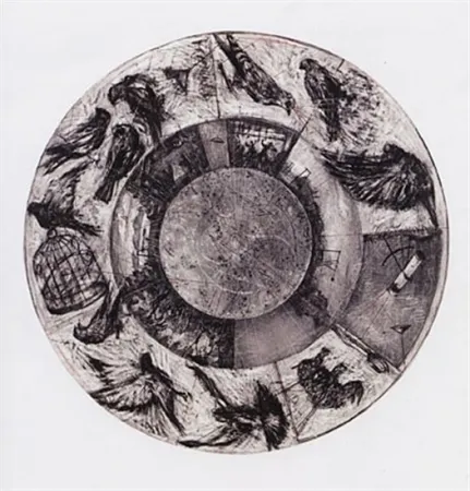 リトグラフ Kentridge - Music Box Tondo