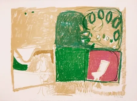 リトグラフ Kimura - Paysage vert et violet