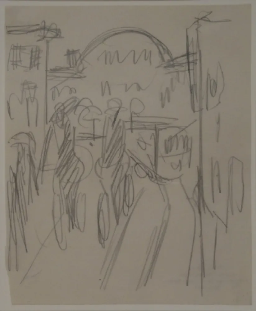 技術的なありません Kirchner - (Bahnhof Friedrichstrasse mit Radfahrern, Passanten und Strassenbahn)