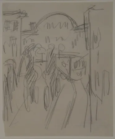 技術的なありません Kirchner - (Bahnhof Friedrichstrasse mit Radfahrern, Passanten und Strassenbahn)