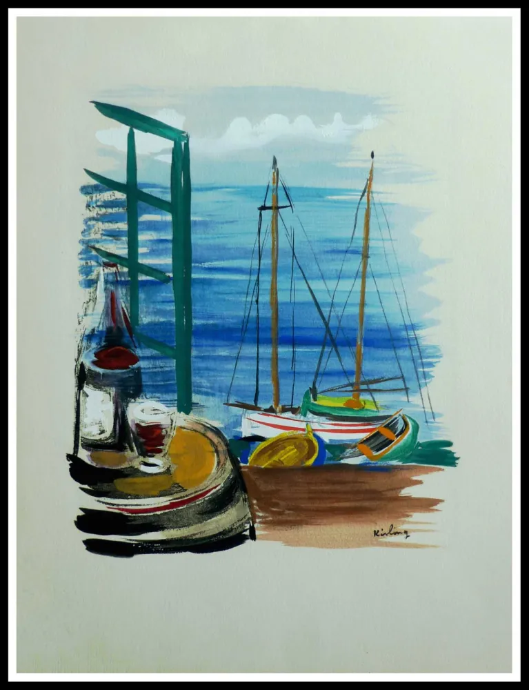 リトグラフ Kisling - VINS FLEURS & FLAMMES