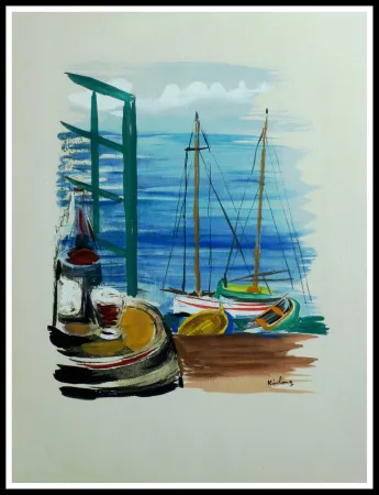 リトグラフ Kisling - VINS FLEURS & FLAMMES