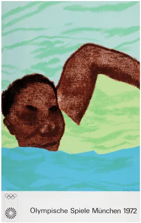 リトグラフ Kitaj - Swimmer, from the Munich Olympics Portfolio, 1972 - Hand-signed